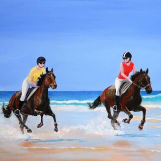 Sea Spray - Painting of horses on a beach by Irish artist, Check out our large range of paintings of horses for sale